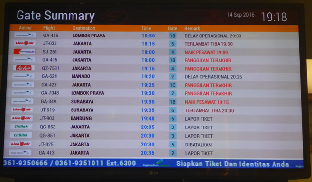 Denpasar Ngurah Rai International Airport on 14 September, 2016