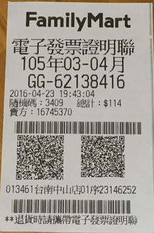 Taiwan Receipt Lottery Winning Number - Sixth Prize