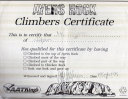 climbers certificate of Ayers Rock