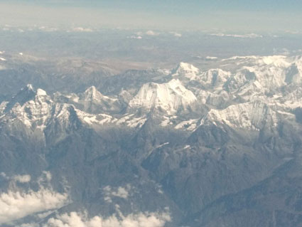 Himalayan mountains view from Druk Air flight 204 bound for Delhi