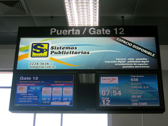 direction board with weather forecast of destination