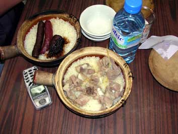 bo jai faan (a bowl of rice topped with various cooked foods)