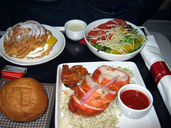 in-flight meal on C-class