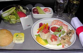 in-flight meal on World Bisiness Class