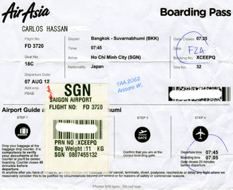 Air Asia's boarding pass