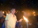 Release of a sky lantern, Loy Krathong Festival