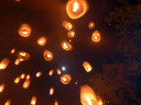 Release of a sky lantern, Loy Krathong Festival
