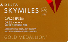 2009 Delta Skymiles Gold Medallion Card